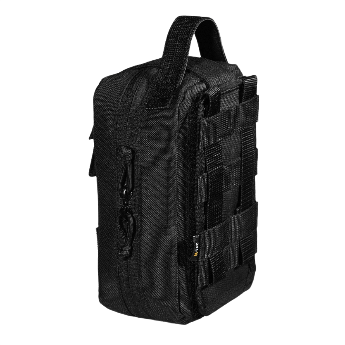 Musta M-Tac Medical Pouch Rip Off esitetty vahvalla vetoketjulla ja MOLLE-yhteensopivalla muotoilulla helppoon pääsyyn ensiapuvälineisiin.