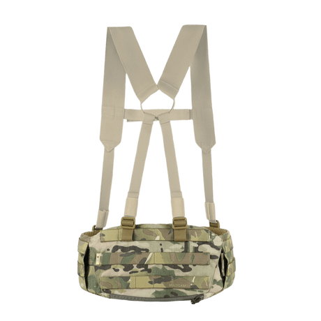 M-Tac War Belt ARMOR maastodesignilla ja MOLLE-webbingillä, ihanteellinen taktiseen käyttöön ja varusteiden kiinnitykseen.