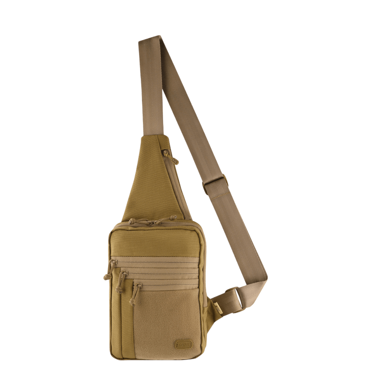 M-Tac Carry Sling Taske Elite Gen.IV, khaki nylon, Velcro, säädettävä olkahihna ja universaali Velcro-kotelo, galleria, positio 1