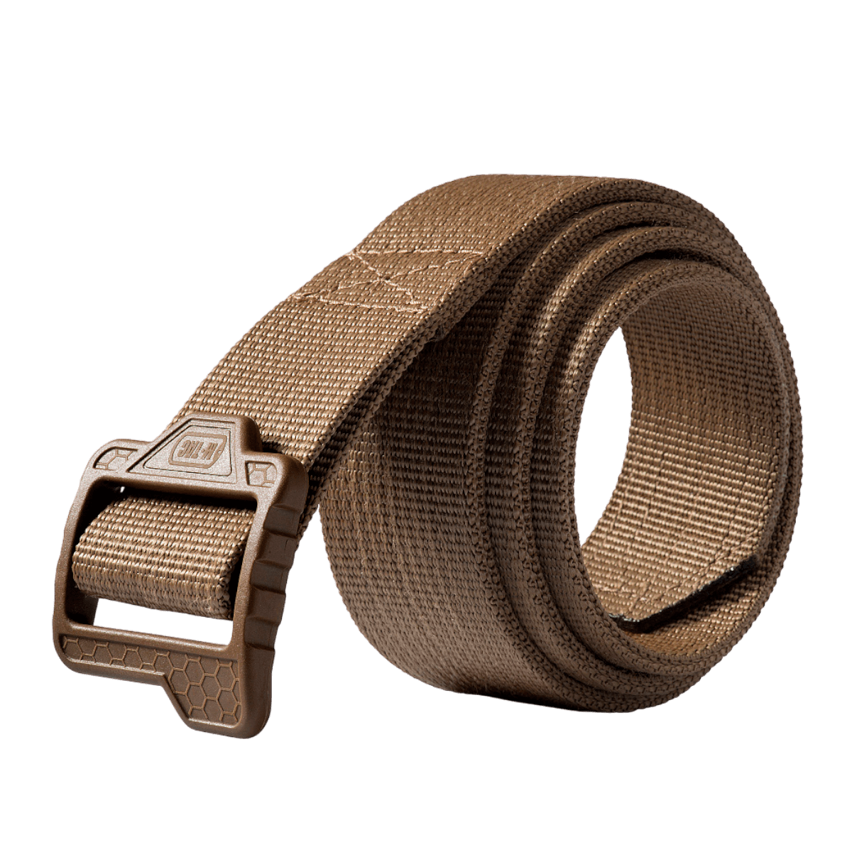M-Tac Double Duty Taktisk Bælte Hex, khaki nylon, kulutusta kestävä kudonta ja vahva solki, galleria, sijainti 1, sopii taktiseen käyttöön.