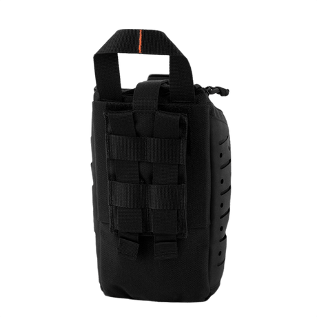 M-Tac Medical Pouch Elite Rip Off - musta taktinen ensiapupussi, nopea pääsy ja joustavat hihnat järjestelyyn.