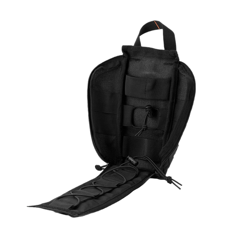 M-Tac Medical Pouch Elite Rip Off, taktinen ensiapupussi avattuna helppoon pääsyyn sisältöön, suunniteltu nopeisiin hätätilanteisiin.