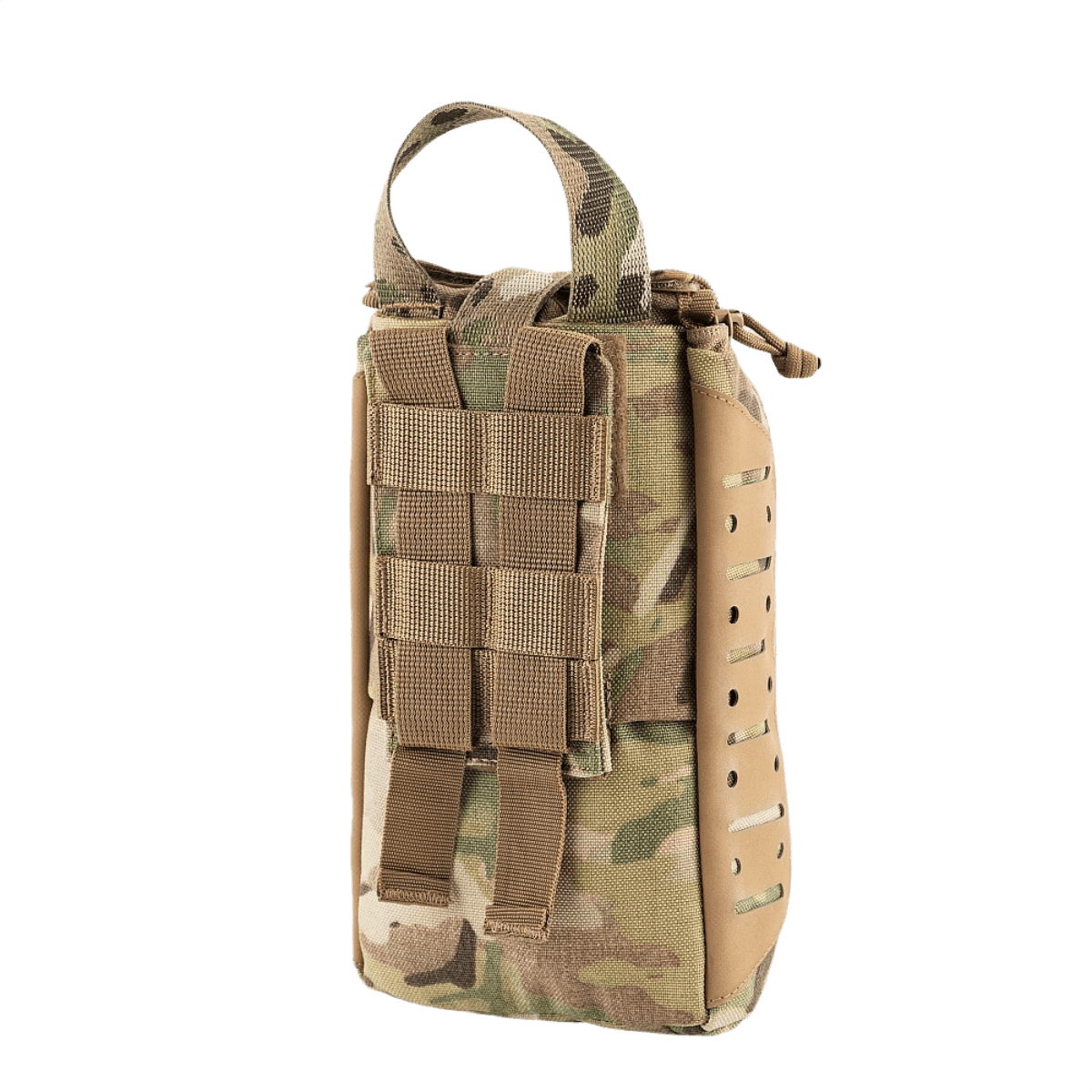 M-Tac Medical Pouch Elite Rip Off maastokuvioitu, kahvalla ja joustavilla hihnoilla järjestettyyn säilytykseen.