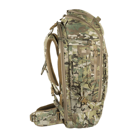 M-Tac Rygsæk Large Gen.III Elite camouflagella, ergonomisesti suunniteltu taktiseen käyttöön ja varusteiden kuljetukseen, valmistettu kestävästä Cordura-materiaalista.