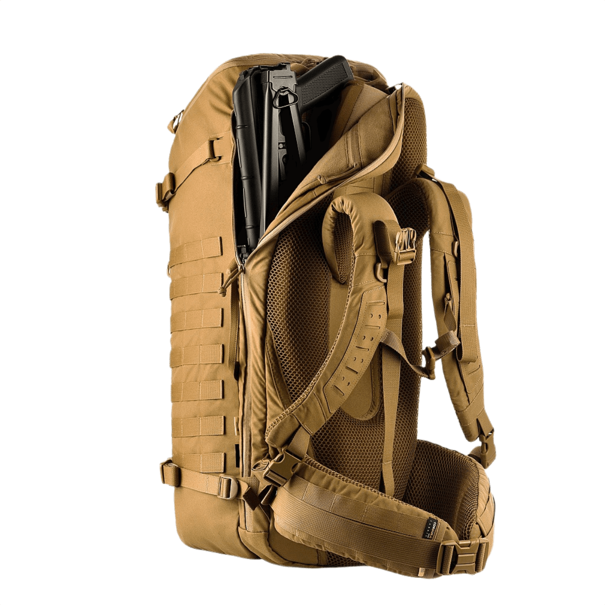 M-Tac Rygsæk Gen.II Elite Large, tan-värinen, aseosio ja ergonomiset olkahihnat, valmistettu Cordura 330D ja 1000D -materiaaleista.