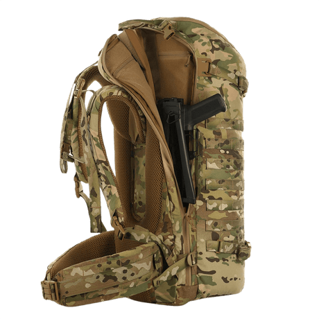 M-Tac Rygsæk Gen.II Elite Large, camodesign, avattu näyttämään sisätilat aseiden säilytykseen, valmistettu kestävästä Cordura-materiaalista.