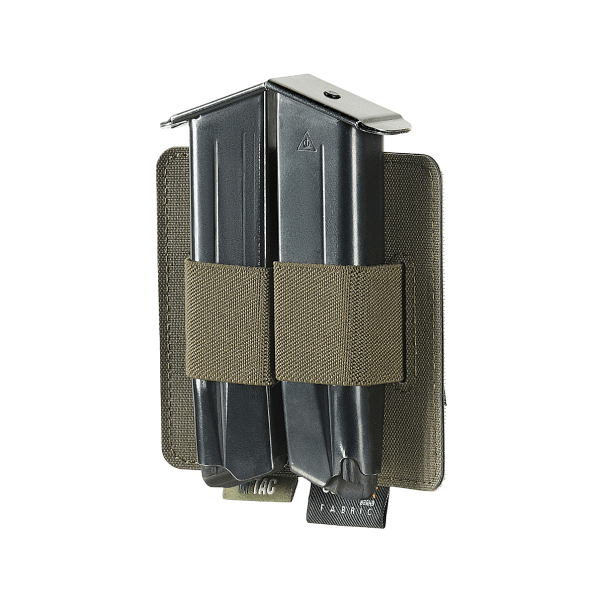 M-Tac Double Mag Pouch Hook Backed Magazine lippaiden säilytykseen, Velcro-kiinnitys M-Tac-laukussa.