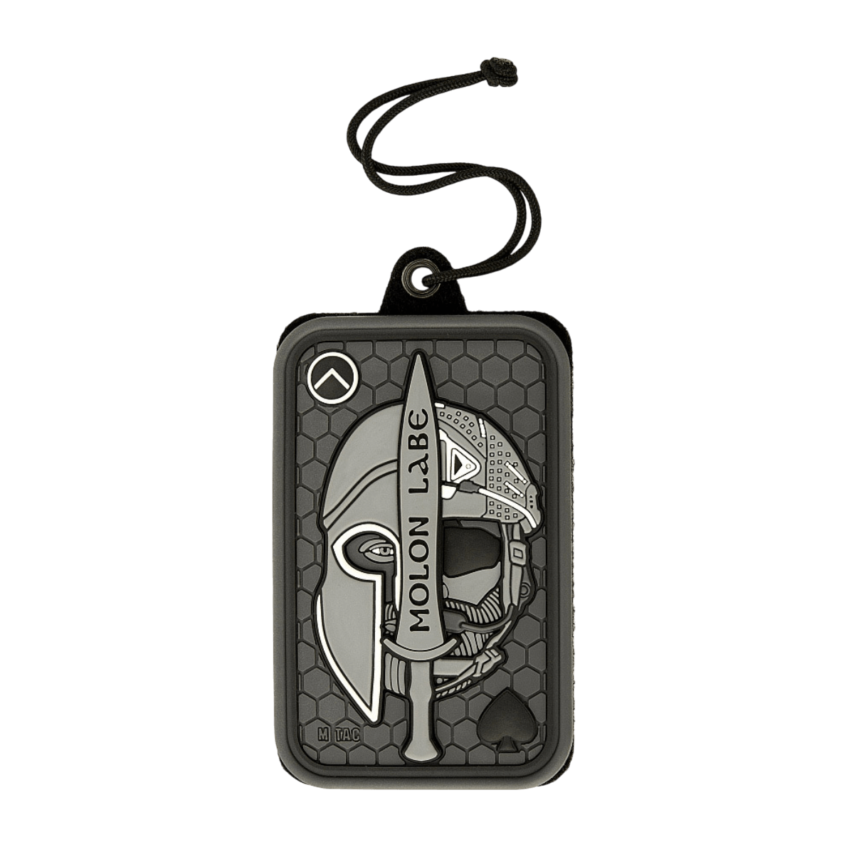 M-Tac Badge Holder – henkilökortti ja patch taktinen muotoilu ja MOLON LABE -kuvio, muovipohja ja Velcro ID:lle ja merkeille, metallisilmä ripustukseen.