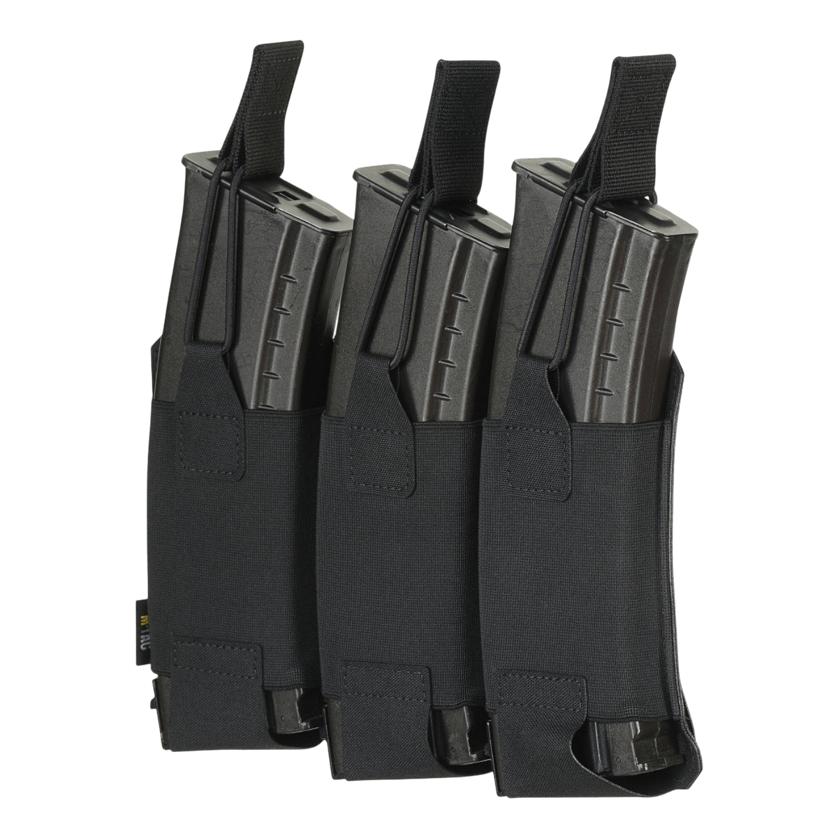 M-Tac Elastinen Triple Magazine Pouch Elite kolmelle AK/AR-lippaalle, Cordura 500D, MOLLE Laser Cut -kiinnitys, kompakti muotoilu.