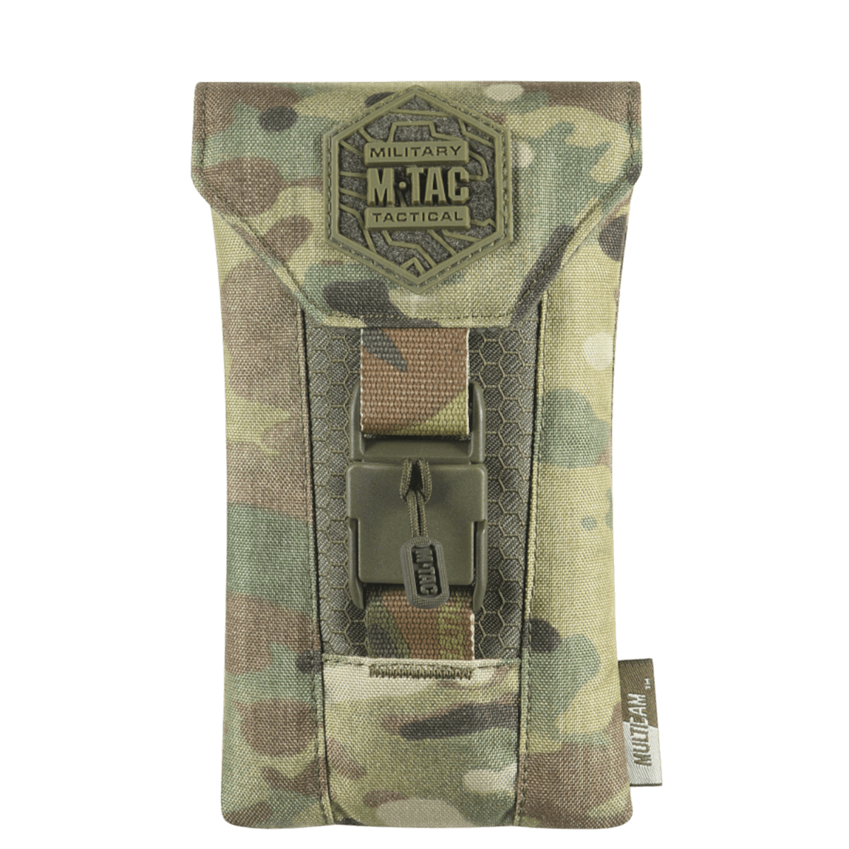 M-Tac Smartphone Lomme Elite Large Hex -laukku maastokuvioituna WJ-magneettisoljella, valmistettu kulutusta kestävästä CORDURA HEX -materiaalista.