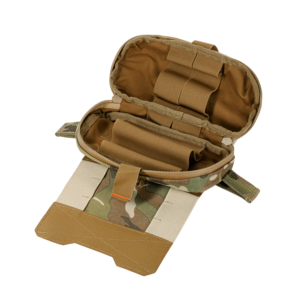 M‑Tac Horizontal Medical Pouch Elite ensiapupakkaus Cordurasta, YKK AquaGuard -vetoketju ja järjestäjä kenttäkäyttöön.