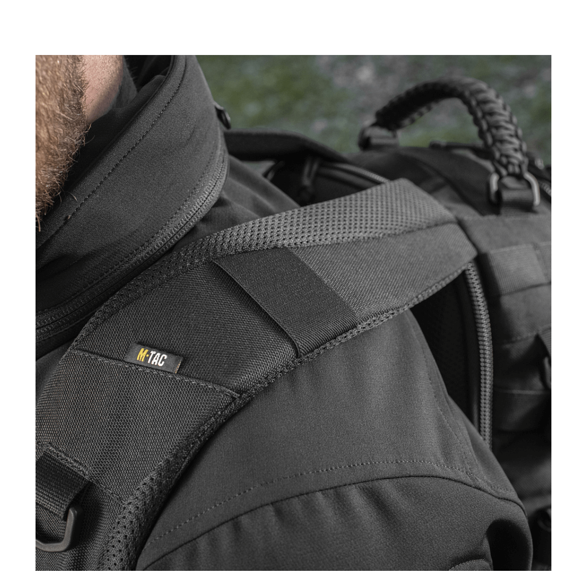 Yksityiskohtakuva M-Tac Mission Pack Elite -repusta, Cordura 1000D ja MOLLE LASER CUT-system, lisää toiminnallisuutta.