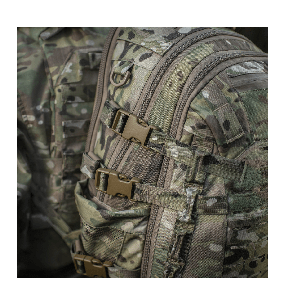 M-Tac Mission Pack Elite reppu, Cordura 1000D ja MOLLE LASER CUT-system maksimaalista toiminnallisuutta ja suojaa varten.