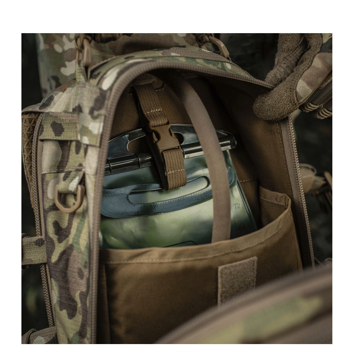 Yksityiskohtakuva M-Tac Mission Pack Elite -repusta, MOLLE LASER CUT-system ja Cordura 1000D. Ergonominen ja tyylikäs reppu.