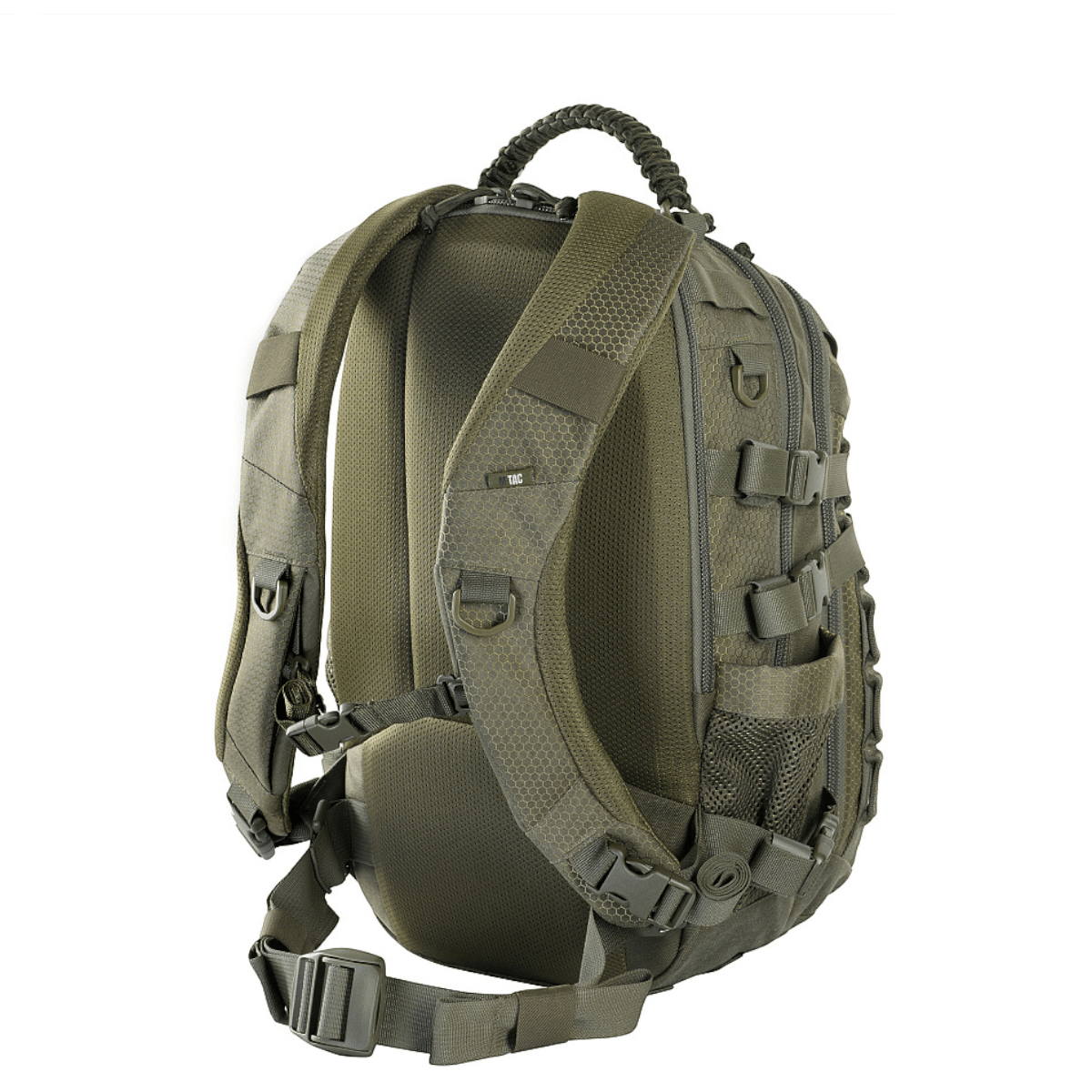 M-Tac Mission Rygsæk Elite Hex MOLLE LASER CUT -järjestelmällä ja ergonomisella muotoilulla, Cordura-materiaalista.
