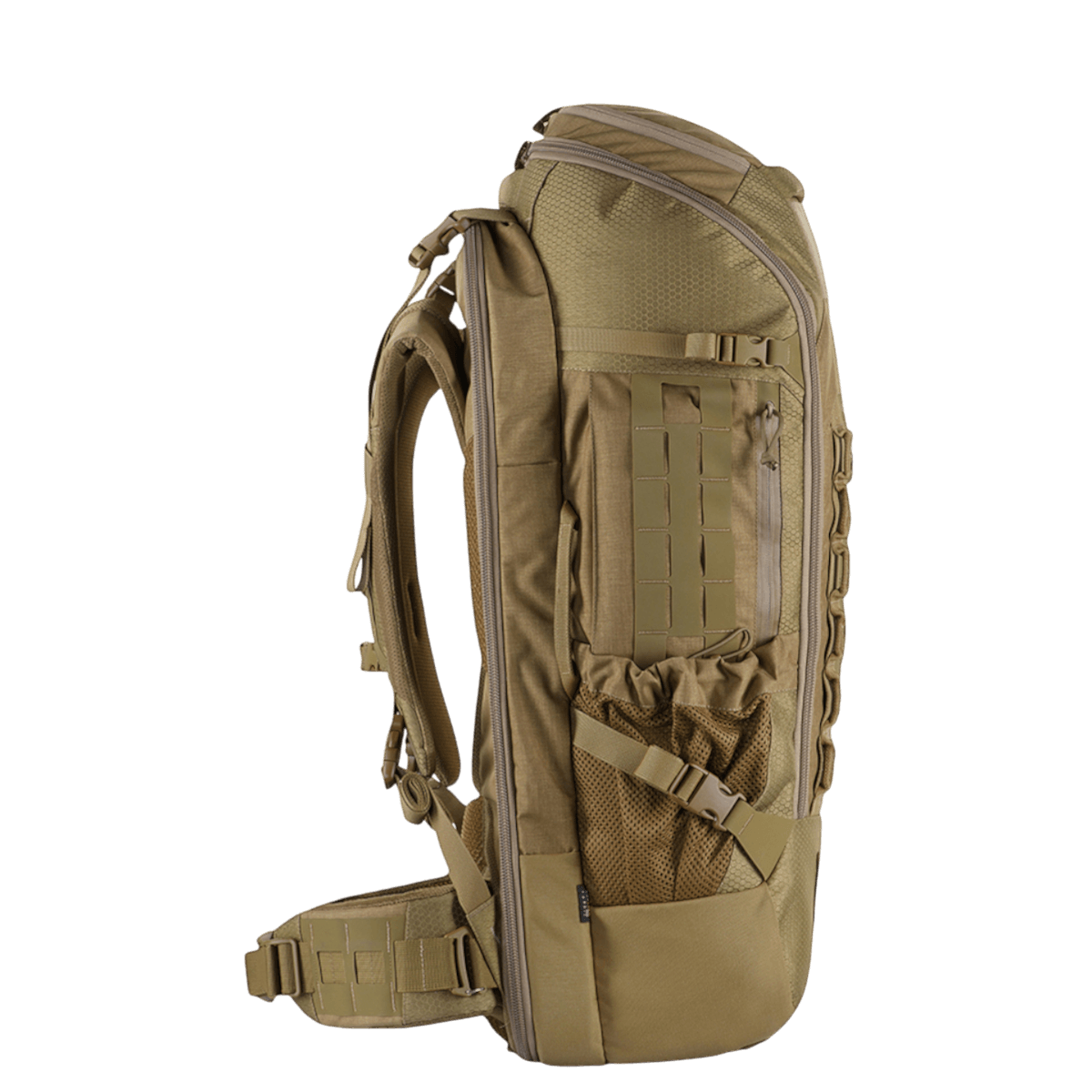 M-Tac reppu Large Elite Hex Gen. IV hiekansävyssä, ergonomisesti suunniteltu tyyliä ja toimivuutta varten, valmistettu kestävästä Cordura-materiaalista.