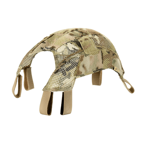 M‑Tac Hjelmcover Shroud Elite multicam-maastokuviossa, suunniteltu TOR-D-kypärille Velcro-paneeleilla ja remmeillä lisäkiinnitystä varten.