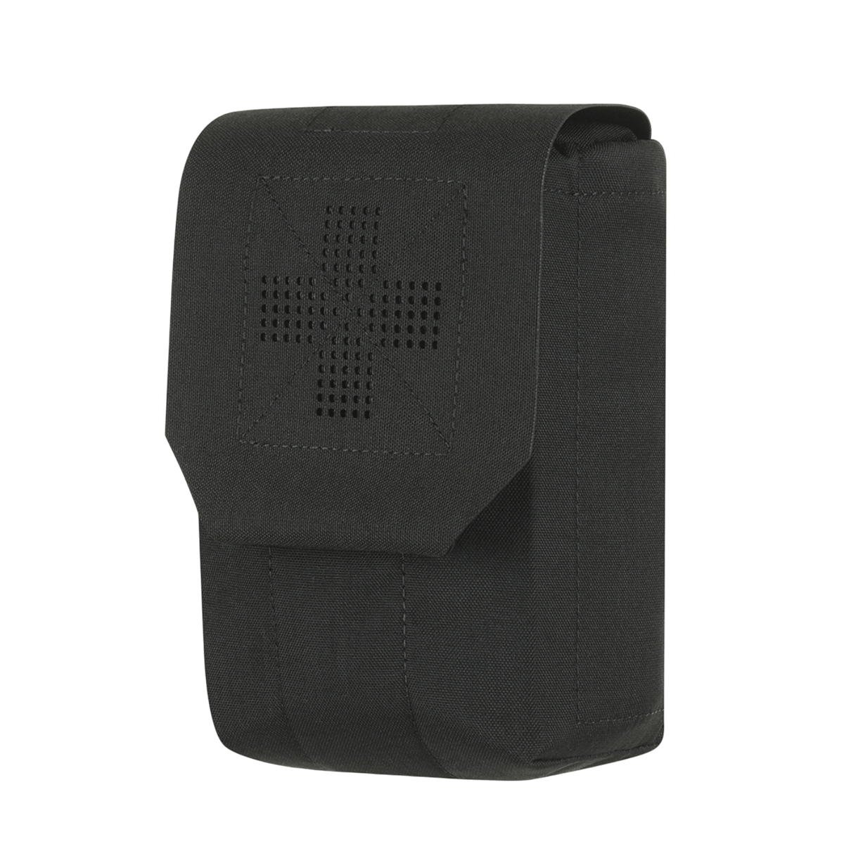 M‑Tac Medic Pouch Vertical Large Elite mustassa Cordura-materiaalissa, MOLLE-liitännällä ja joustavilla sisäseinämillä ensiapuvälineiden turvalliseen säilytykseen.