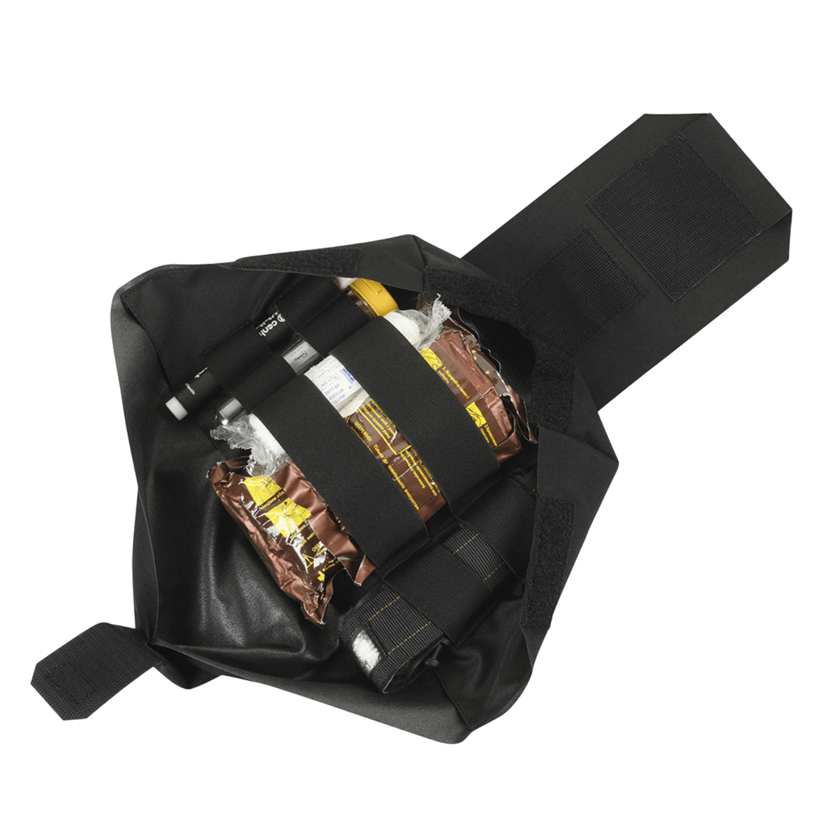 M‑Tac Medic Pouch Vertical Large Elite avoinna ensiapuvälineineen, Cordura 500D:llä ja innovatiivisella MOLLE‑muotoilulla.