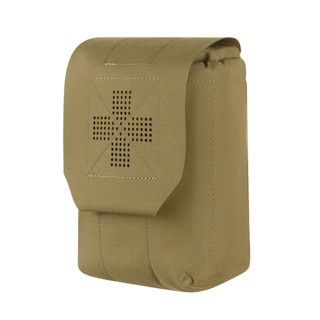 M‑Tac Medic Pouch Vertical Large Elite kestävässä Cordura 500D -materiaalissa, innovatiivisella muotoilulla ja MOLLE‑liitännällä, väri khaki.