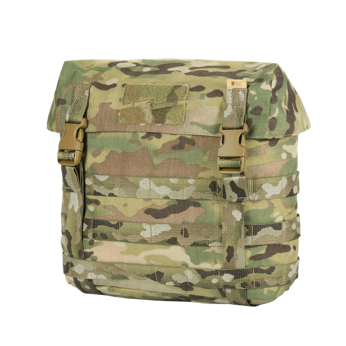 M-Tac Pouch Sukharka Gen.3 XL camo-kuosissa MOLLE-järjestelmällä ja velcro-paneelilla kenttäkäyttöön.