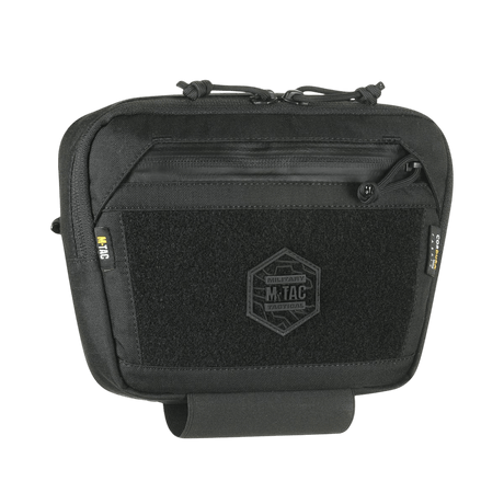 M-Tac Large Elite Gen.II -olkalaukku, musta Cordura 500D, etu-Velcro-paneeli ja YKK-vetoketjut taktiseen käyttöön.