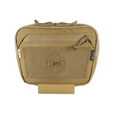 M-Tac Large Elite Gen.II -olkalaukku, ruskea Cordura 500D, YKK-vetoketjut ja etu-Velcro-paneeli, varusteiden säilytykseen.