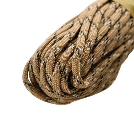 M-Tac Paracord 550 Type III 15 m beigen sävy, vahva nailonköysi ulkoiluun ja hätäkäyttöön, pituus 15 m, halkaisija 4 mm, vetolujuus 240 kg.