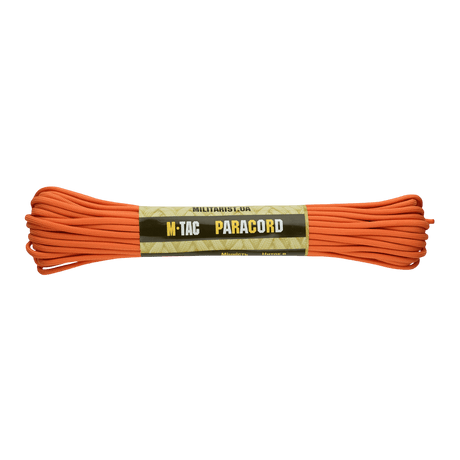 M-Tac Paracord 550 Type III 15 m oranssi nailonköysi ulkoiluun ja hätäkäyttöön, vahva ja monipuolinen, pituus 15 m, vetolujuus 240 kg.