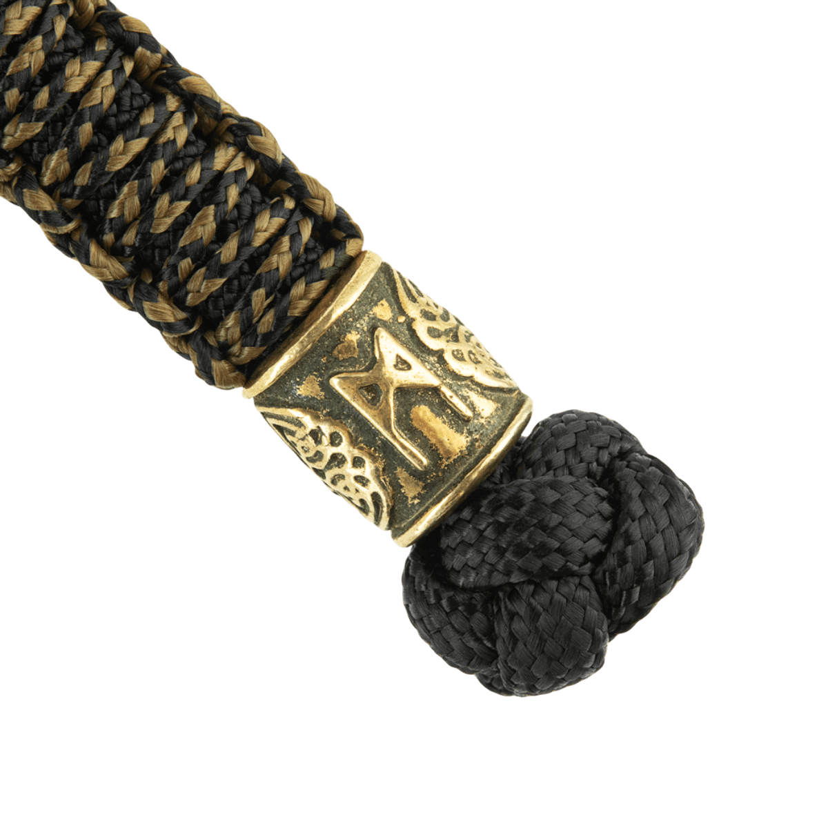 M-Tac Lanyard Scandinavian Mannaz skandinaavisella helmellä ja mustaksi kierretyllä paracordilla veitsille ja varusteille.
