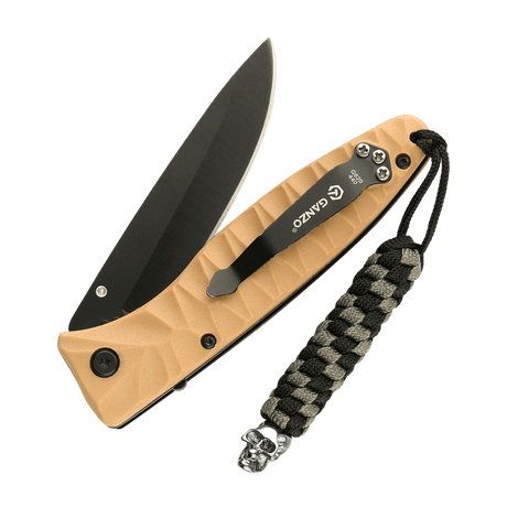 M-Tac Knife Lanyard Helix Skull punottu paracord ja kallo, lisää tyyliä taskuveitsiin ja toimii joustavana jatkeena.