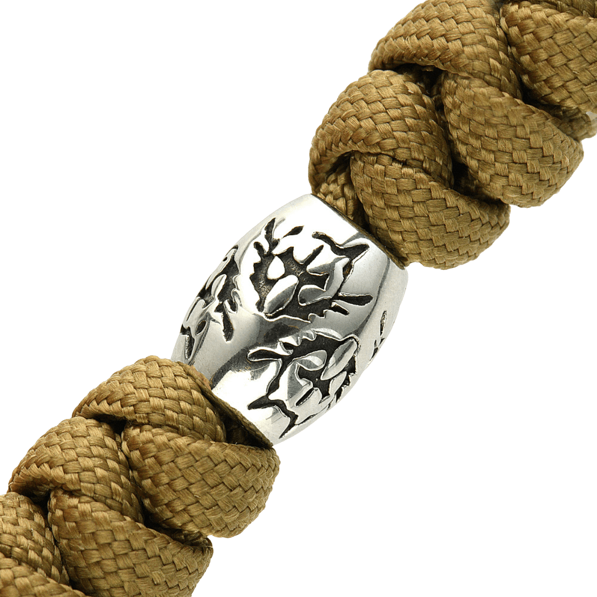 M-Tac Zeus Stainless Steel Lanyard koristeellisella ruostumattomasta teräksestä olevalla helmellä ja punotulla paracord-designilla, ihanteellinen veitsille ja varusteille.