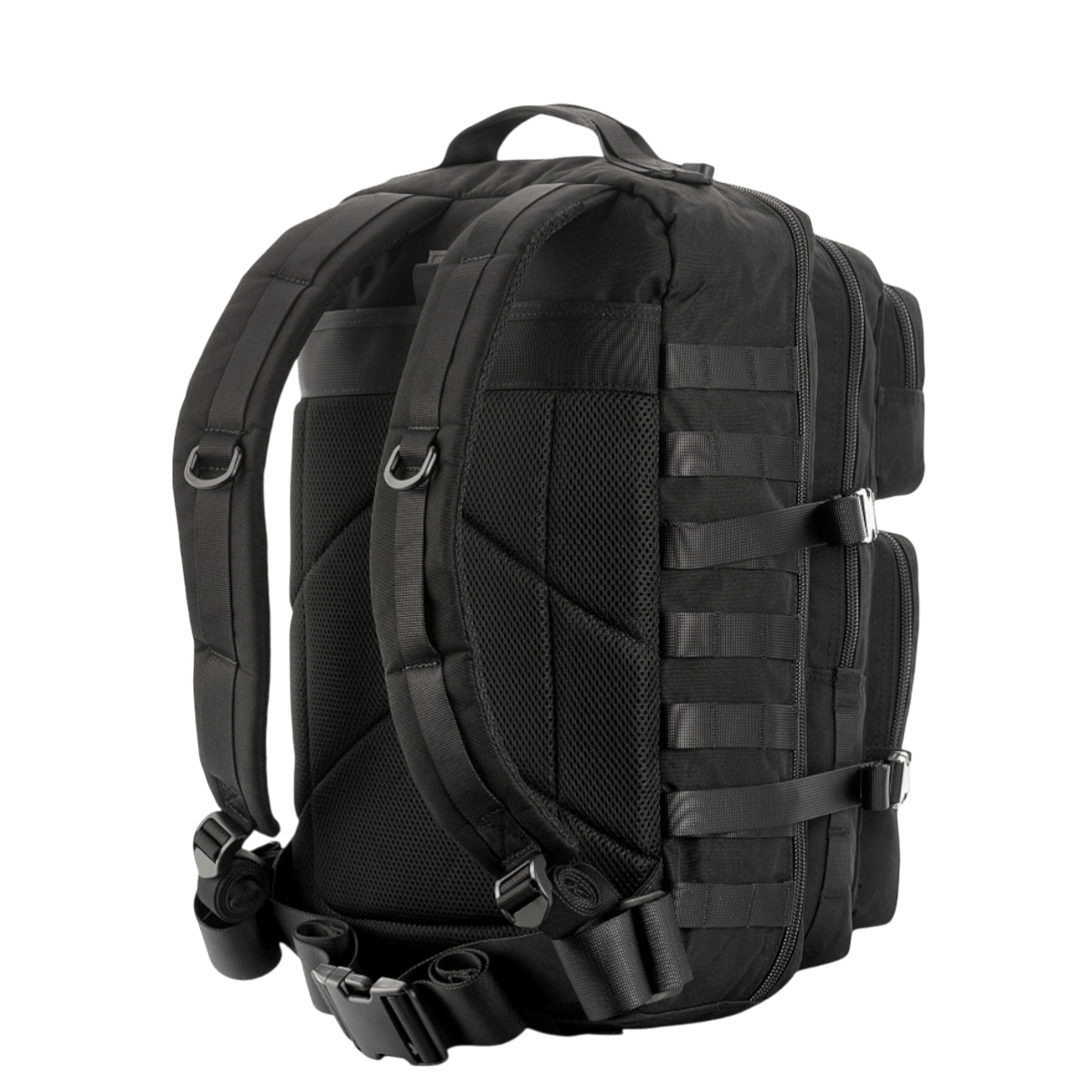 M-Tac Large Assault Pack -reppu, musta, MOLLE-järjestelmä ja pehmustetut olkahihnat
