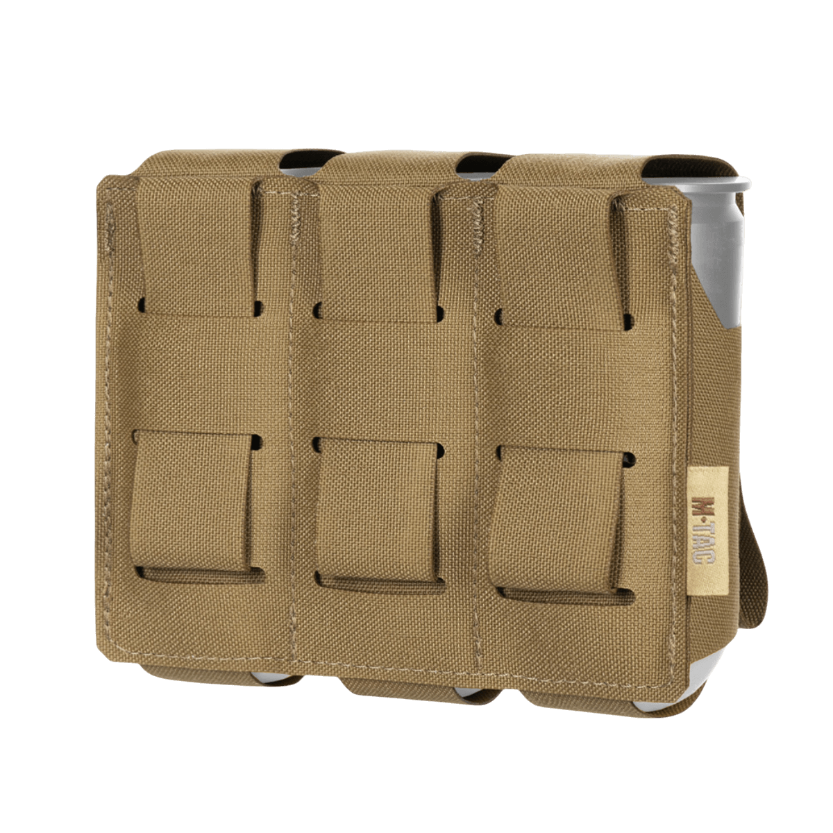 M-Tac kotelo 3 VOG-kranaatille MOLLE-järjestelmällä 40 mm VOG-25 -kranaattien turvalliseen säilytykseen, Cordura-materiaali, ruskea.