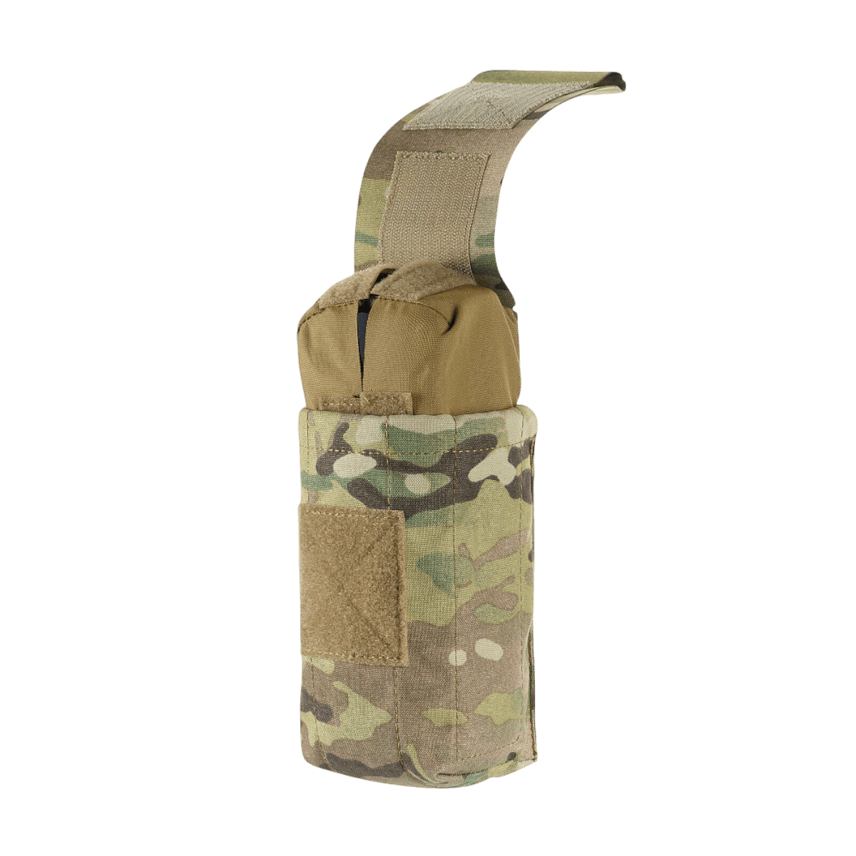 M-Tac Mediclomme Small Vertical Elite multicam-nylonista sisäisellä IFAK-organizerilla ja NIJ-sertifioinnilla, näytetty avoinna gallerian sijainti 1.