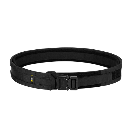 M-Tac Range -vyö Cobra Buckle Gen.IV mustana, taktinen vyö sotilaskäyttöön säädettävällä koolla ja Tegris-vahvistuksella.