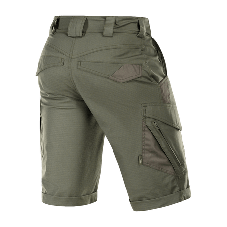 M-Tac Shorts Aggressor Gen.II Flex ripstop-materiaalista, vesi- ja likahylkivä, takaa kuvattuna modernilla taktillisella muotoilulla.