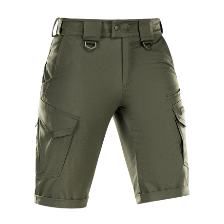 M-Tac Shorts Aggressor Gen.II Flex oliivinvihreänä, monipuoliset taktiset shortsit ripstop-materiaalista ja Teflon-pinnoitteella. Materiaalit: 64% puuvillaa, 32% polyesteriä, 4% elastaania.