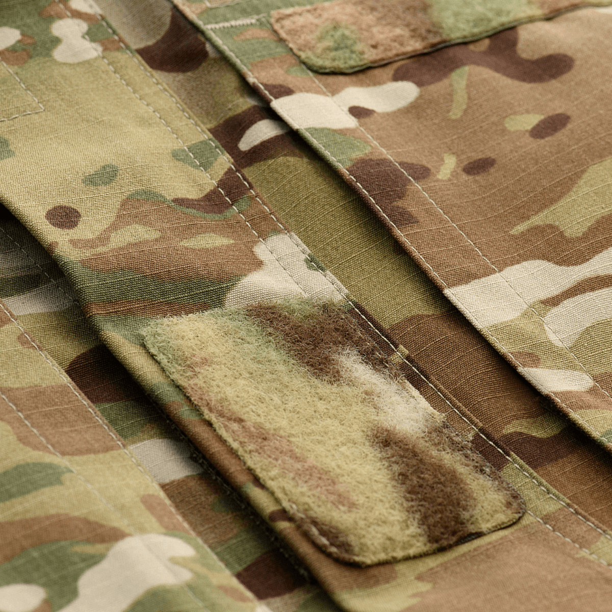 M-Tac Military Elite NYCO -takki American NYCO rip-stop -kankaasta, lähikuva camosta ja Velcro-yksityiskohdista