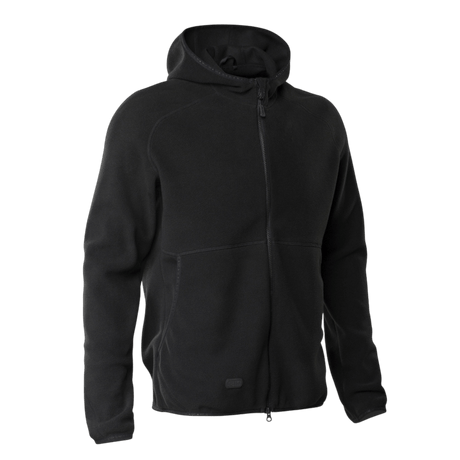Musta M-Tac Lite Microfleece Hættetrøje hupulla ja vetoketjulla, sopii treeniin ja ulkoiluun, valmistettu hengittävästä, joustavasta mikrofleecestä