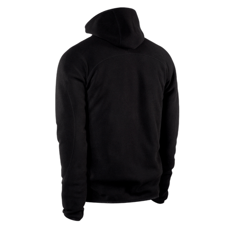 M-Tac Lite Microfleece Hættetrøje takakuva mustasta mikrofleecestä, näyttää hupun ja joustavat hihansuut mukavaan istuvuuteen