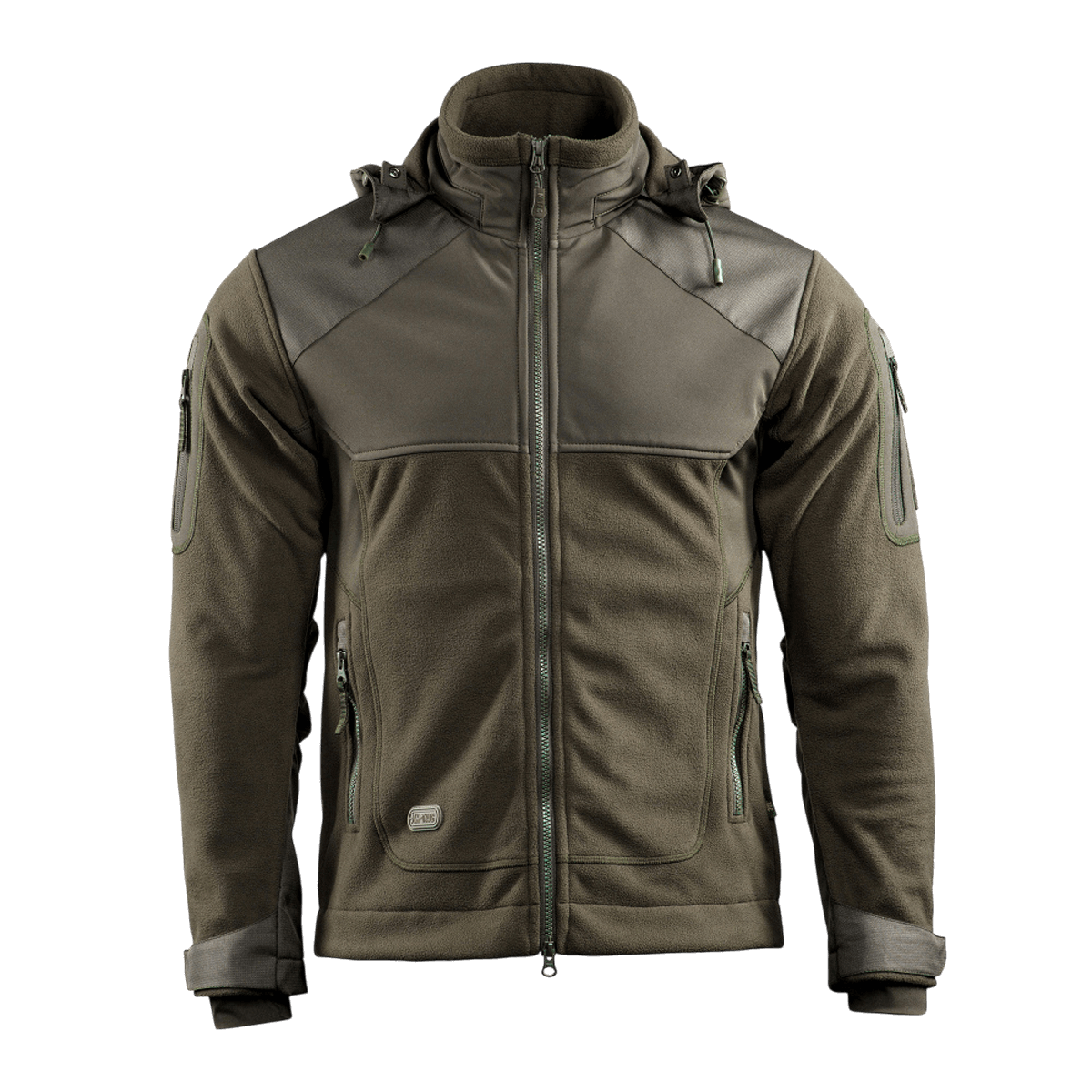 M-Tac Norman Windblock -fleecetakki softshell-paneeleilla, suunniteltu mukavuuteen ja lämpöön, sopii siirtymäkausiin ja pakkaselle.