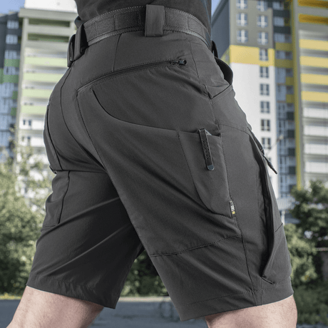 M-Tac Shorts Rubicon Flex tumman oliivin värisenä suunniteltu kesäkäyttöön mukavuutta ja toiminnallisuutta varten, cargotaskut ja "4-Way Stretch" materiaali.