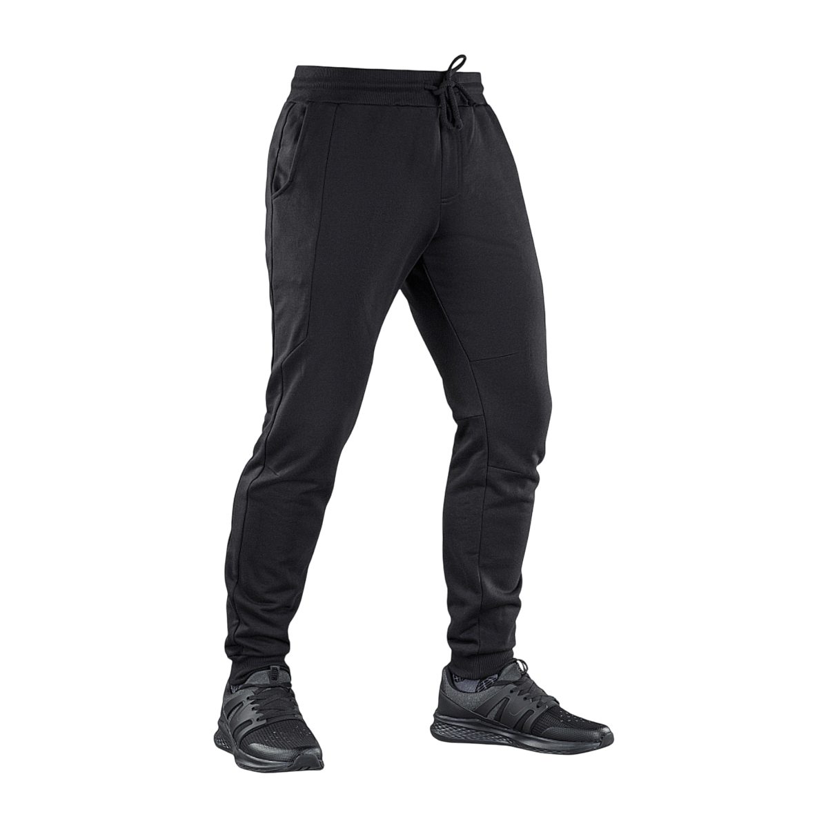 M-Tac Stealth Cotton -miesten housut 100% puuvillaa, joustava vyötärö, musta, sivutaskut, urheiluun ja vapaa-aikaan.