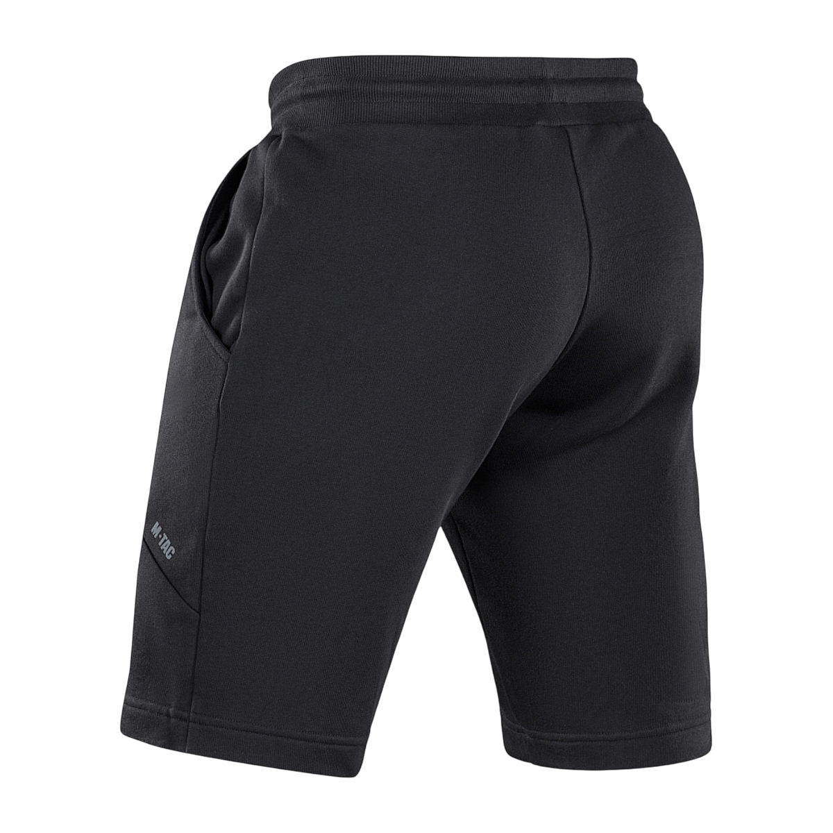 M-Tac Shorts Casual Fit Cotton mustana takaa nähtynä, kuminauha vyötäröllä ja alkuperäiset sivutaskut, täydellinen aktiiviseen käyttöön ja kesämukavuuteen.