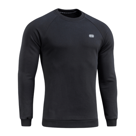 M-Tac Sweatshirt Cotton Hard musta, heijastava logo, 100% puuvillaa, 390 g/m², lämmin ja mukava resoreilla, löysä istuvuus.
