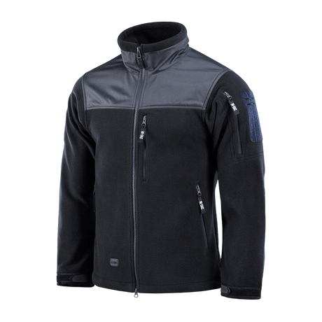 M-Tac Alpha Microfleece Jakke Gen.II mustana Oxford nylon -vahvistuksilla, täydellinen taktiseen ja ulkoilukäyttöön kylmällä säällä.