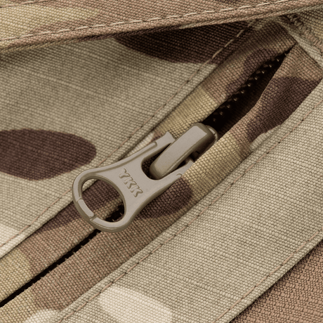 M-Tac housut Aggressor Elite NYCO, vahva YKK-vetoketju ja kulutusta kestävä multicam-materiaali, lähikuva vetoketjusta, galleria-asento 1.