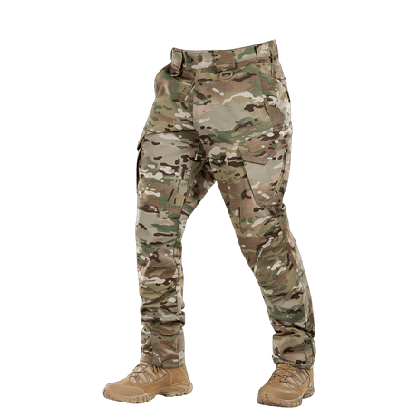 M-Tac housut Aggressor Elite NYCO multicam, kulutusta kestävä nylon-puuvillamateriaali ja NIJ-sertifiointi, galleria-asento 1 etunäkymä.