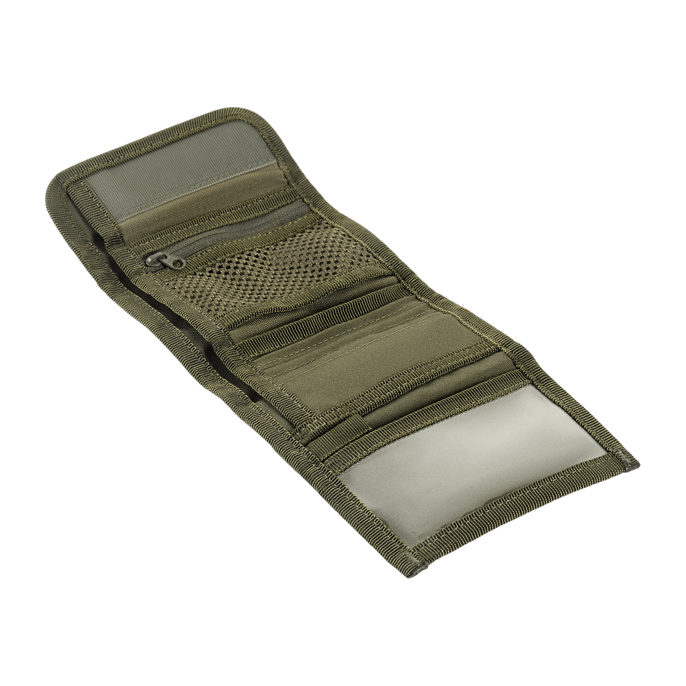 M-Tac Pung Elite Gen.II kestävästä Cordura 500D:stä, useilla lokeroilla ja YKK-vetoketjuilla, sopii seteleille ja korteille.